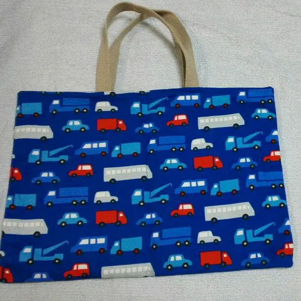 Thumbnail of Handmade lesson bag for boys, car pattern