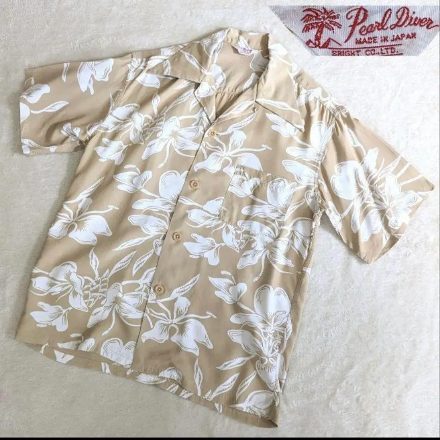 新品パールダイバー　PEARL DIVER アロハシャツ　長袖　日本製　レーヨン Pearl Diver アロハシャツ 和柄 メンズ古着 日本製 パール