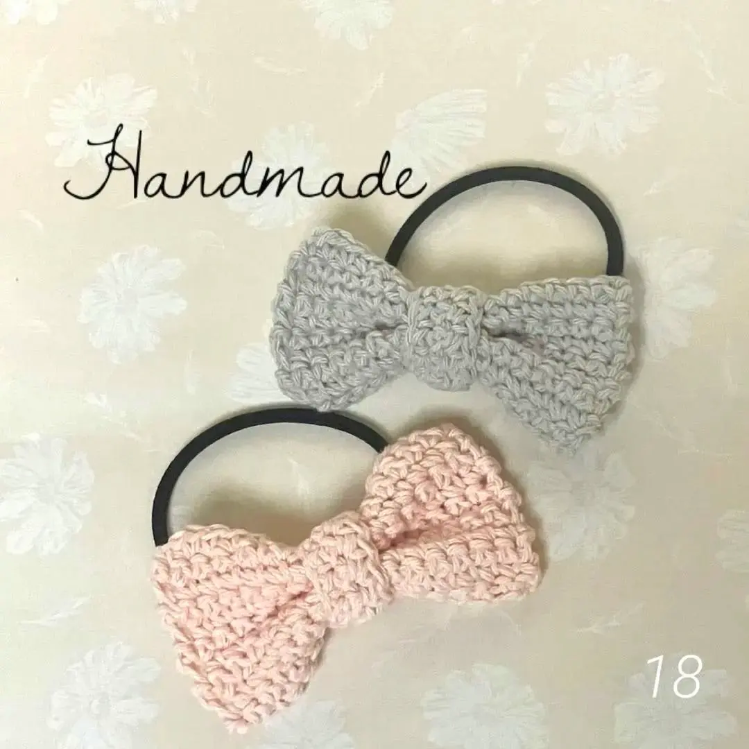 Thumbnail of ＊Anonymous Delivery＊ Handmade Hair Ties Ribbons Set of 2 Crochet Knitting