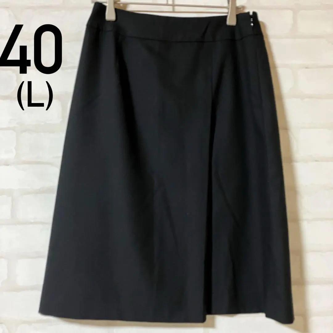 Thumbnail of KEITH Black Knee-length Flare Skirt Black Skirt Simple 40 L