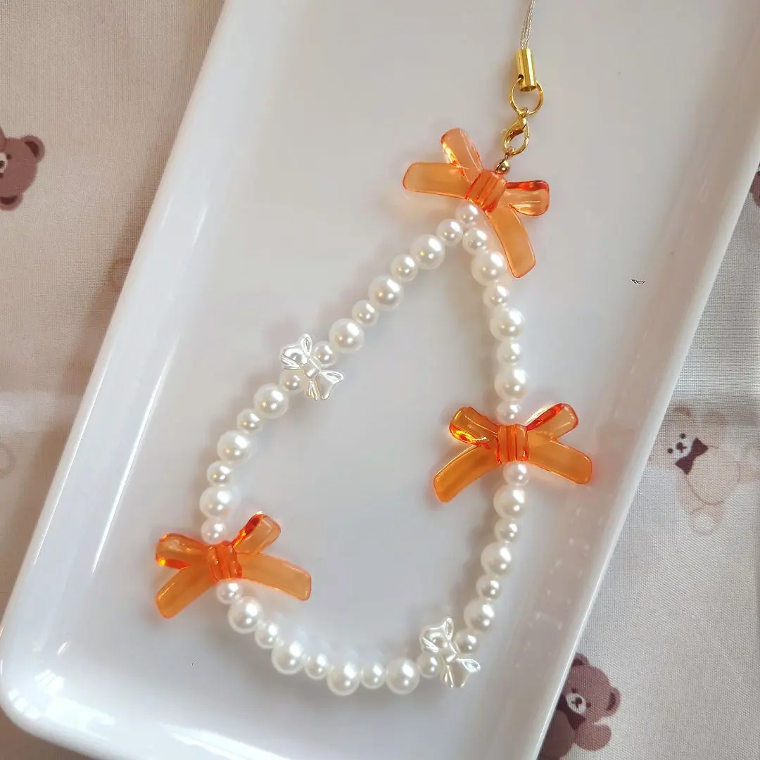 Thumbnail of No. 81 Bead Strap Orange Ribbon Pearl-like