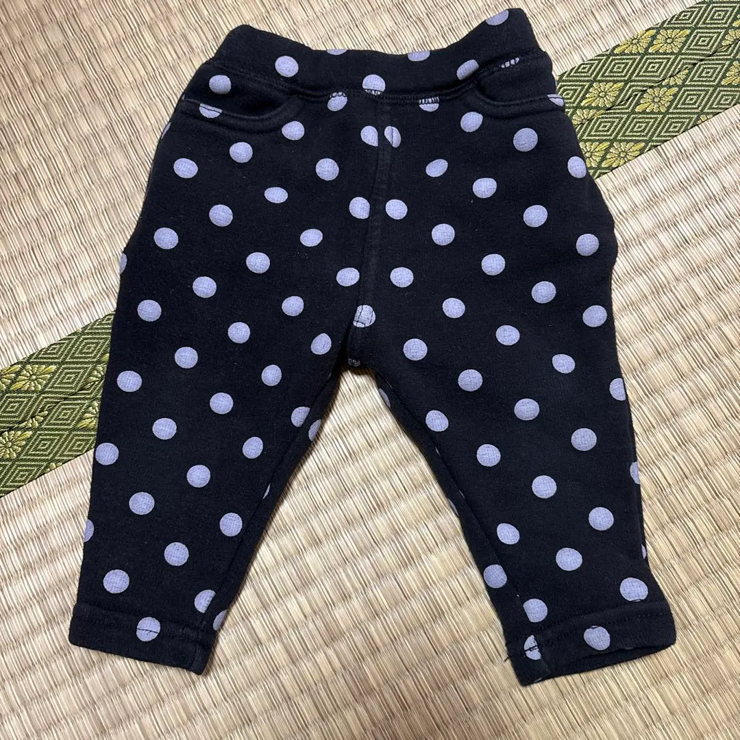 Thumbnail of Fleece-lined futafuta black polka dot bottoms, 70cm