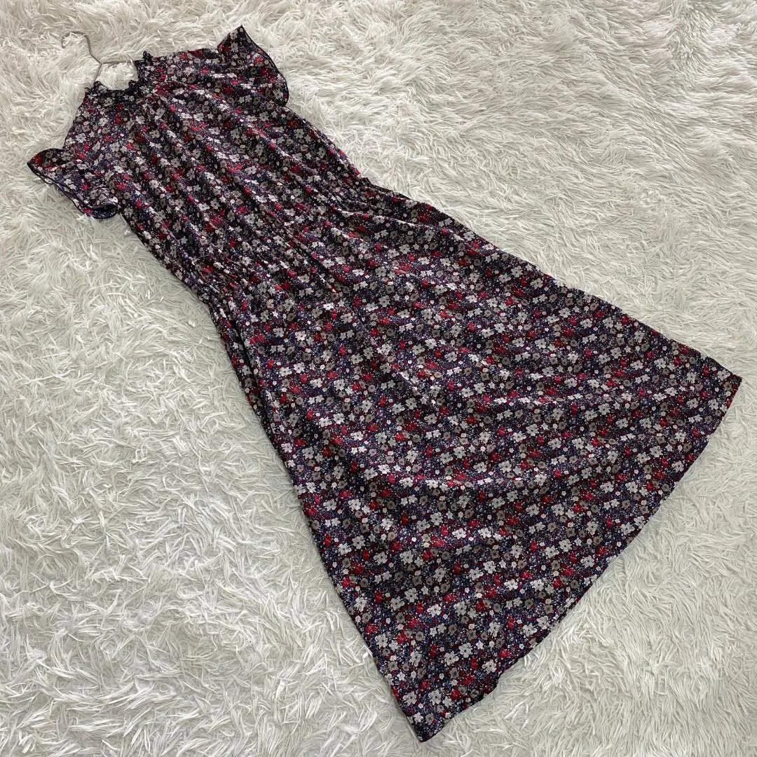 Vis/維斯【M】小花紋洋裝/無袖 荷葉邊 領口抓皺 的縮圖