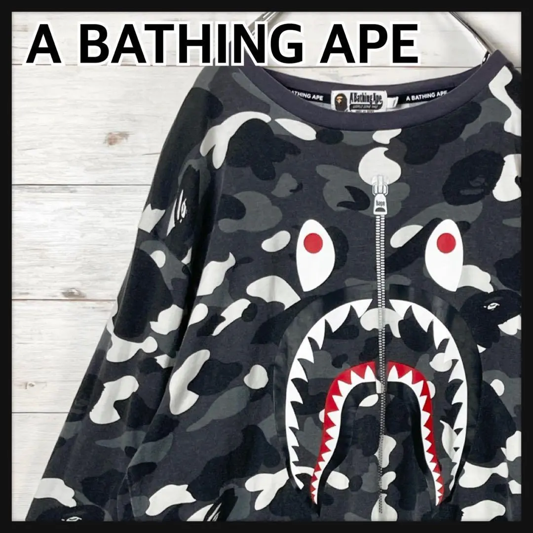 A BATHING APE 蓄光 猿カモ カモ柄シティカモ サンバイザー A BATHING APE アベイシングエイプ - 1ST CAMO SEPARATE SHARK