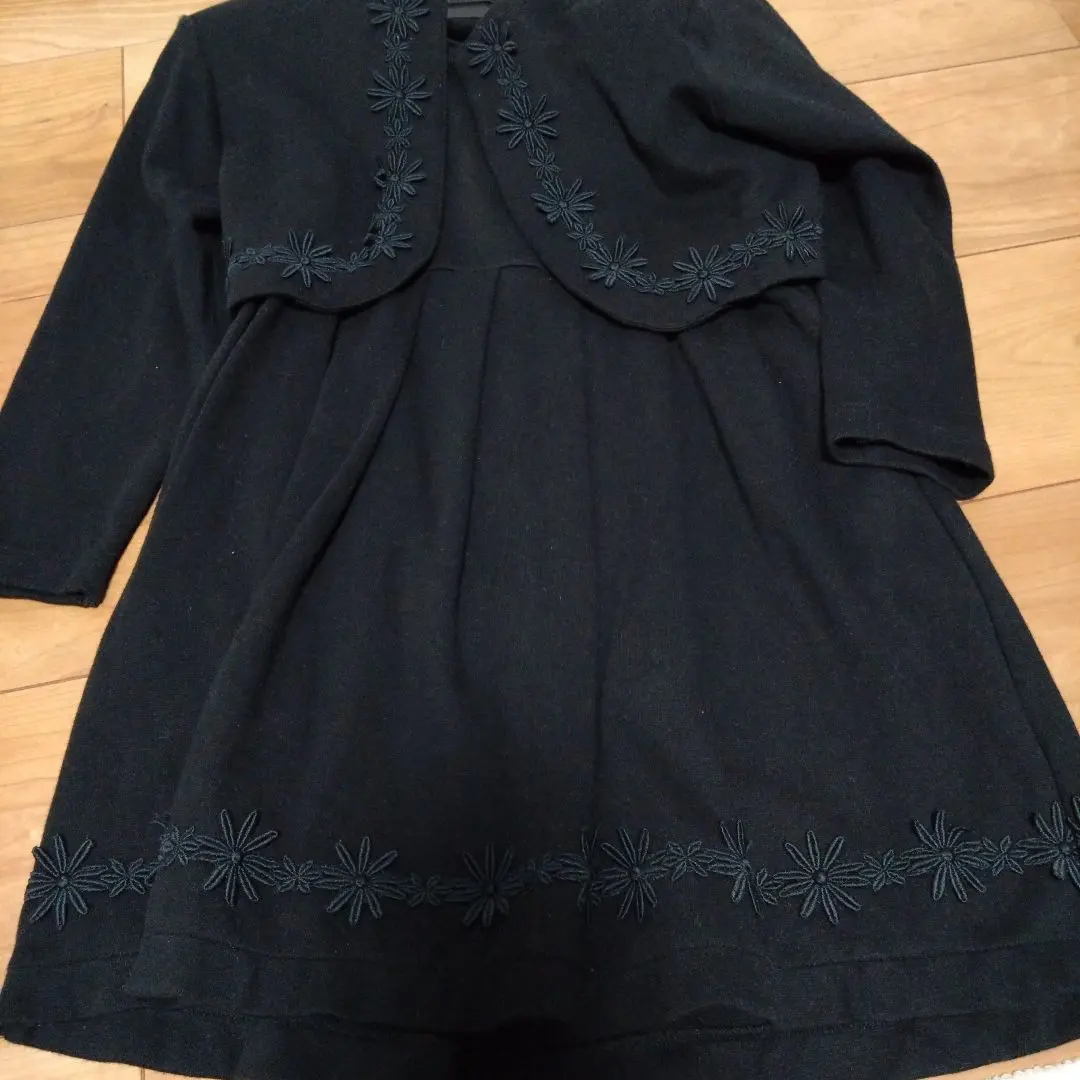 Thumbnail of Formal Funeral Attire: Fille et Toit Black Embroidered Dress, 125cm, Cotton Material