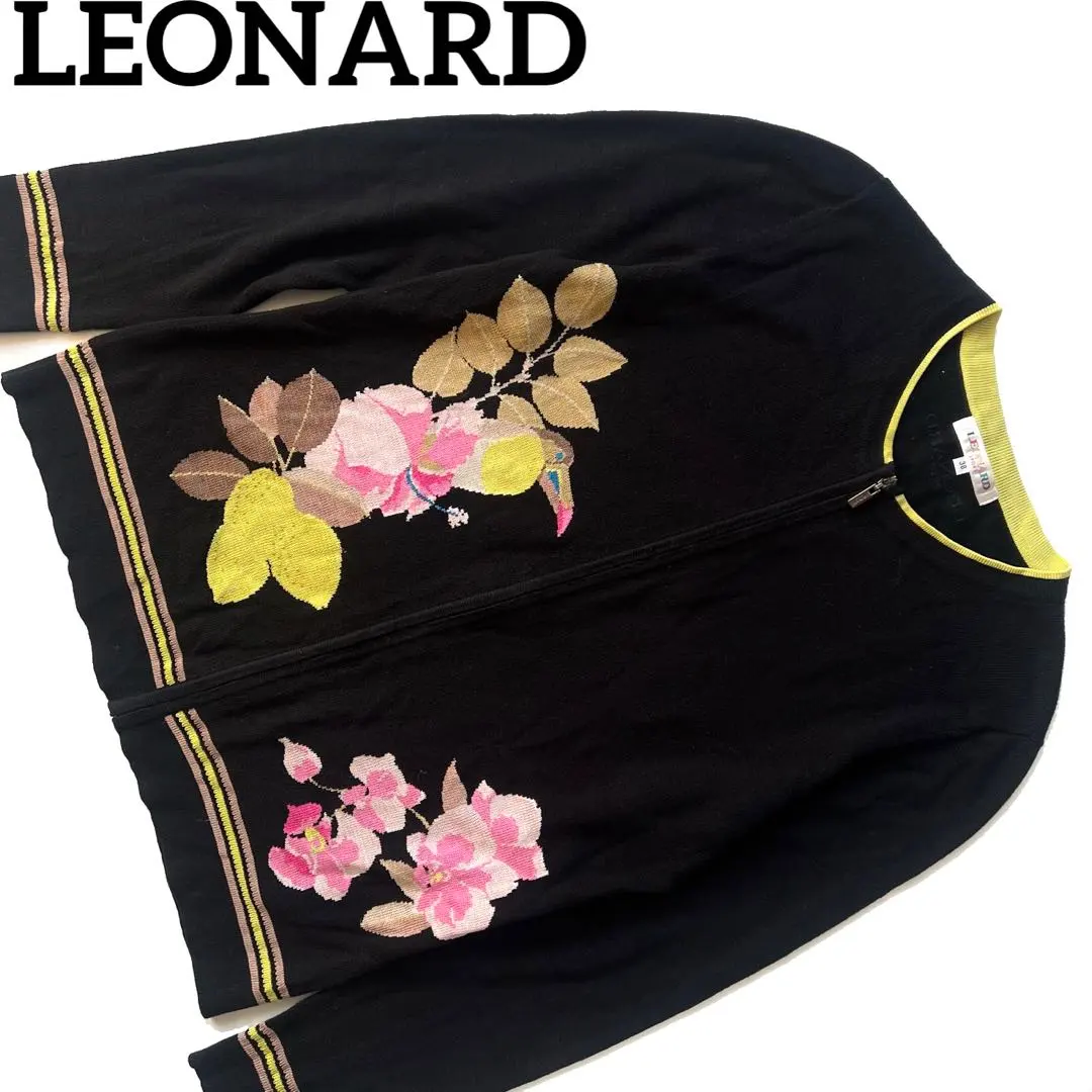 Thumbnail of LEONARD Leonard No-collar Knit Cardigan Floral Pattern M Black 38