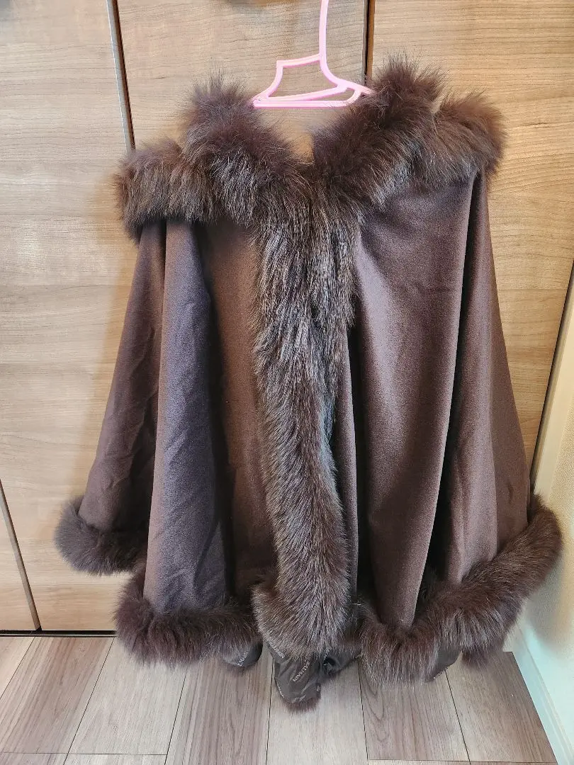 美品】バルマン ポンチョ ウールカシミア フォックスファー