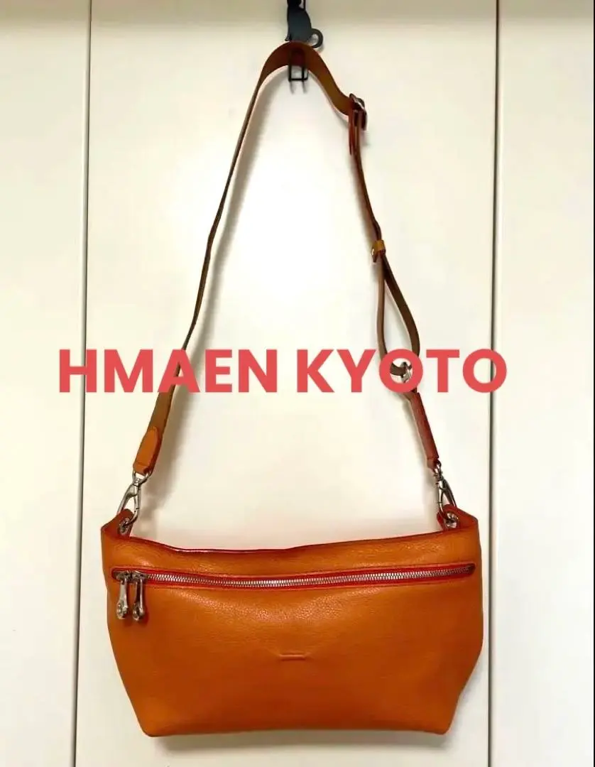 〇 HMAEN ショルダーバッグ レザー イエローブラウン 〇 HMAEN ショルダーバッグ レザー イエローブラウン