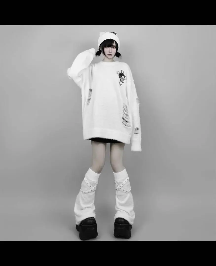 DimMoire SKULL 徽章針織衫 White 的縮圖