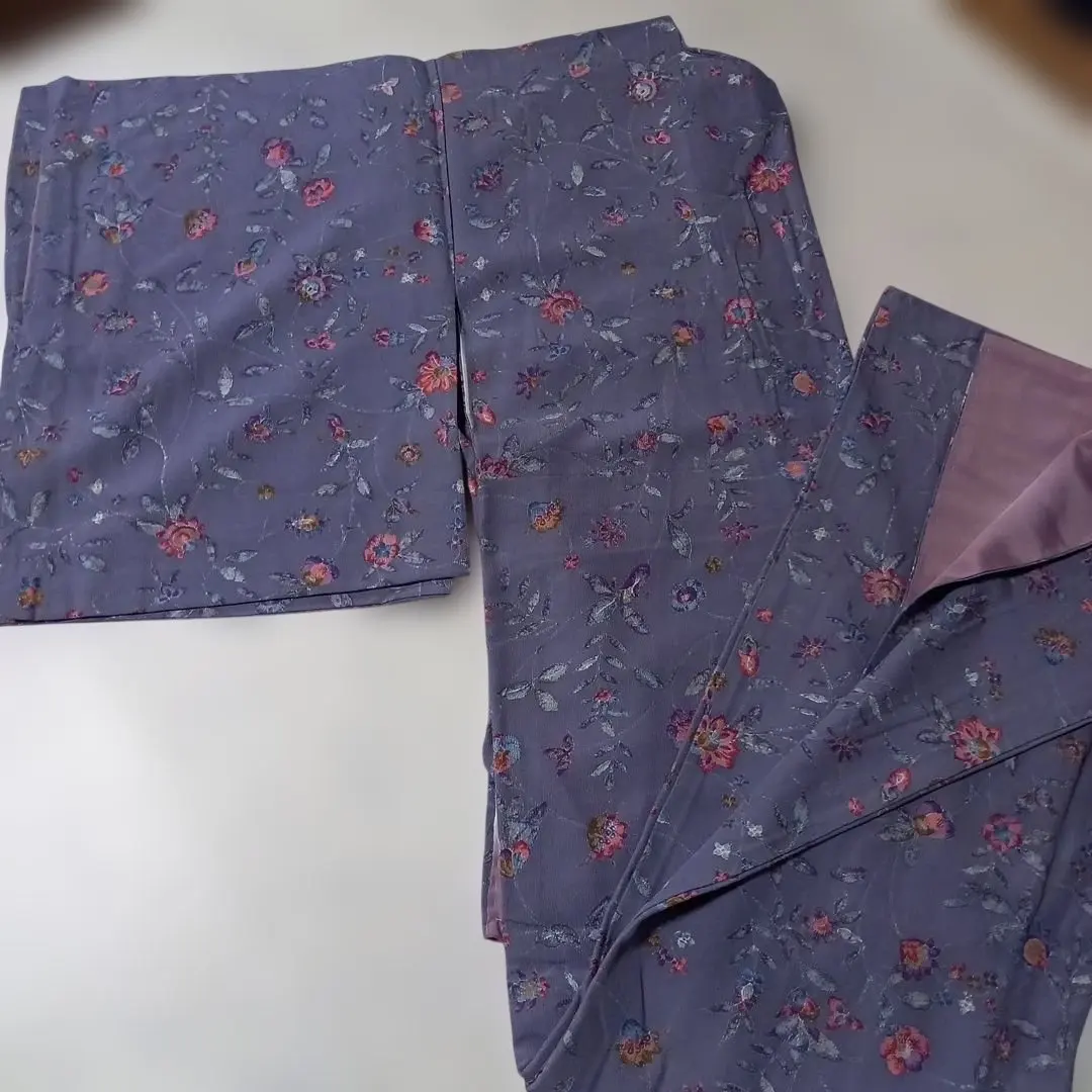 Thumbnail of Purple floral komon kimono