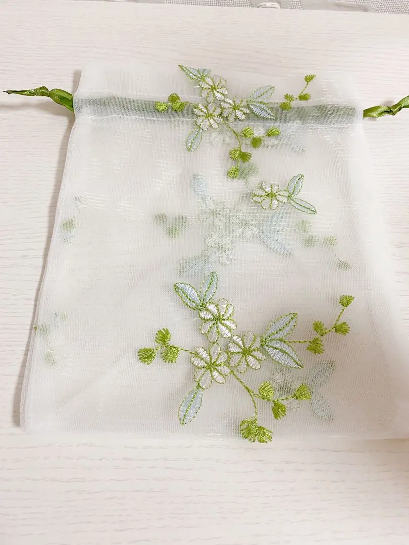 Thumbnail of Organza floral embroidered drawstring bag