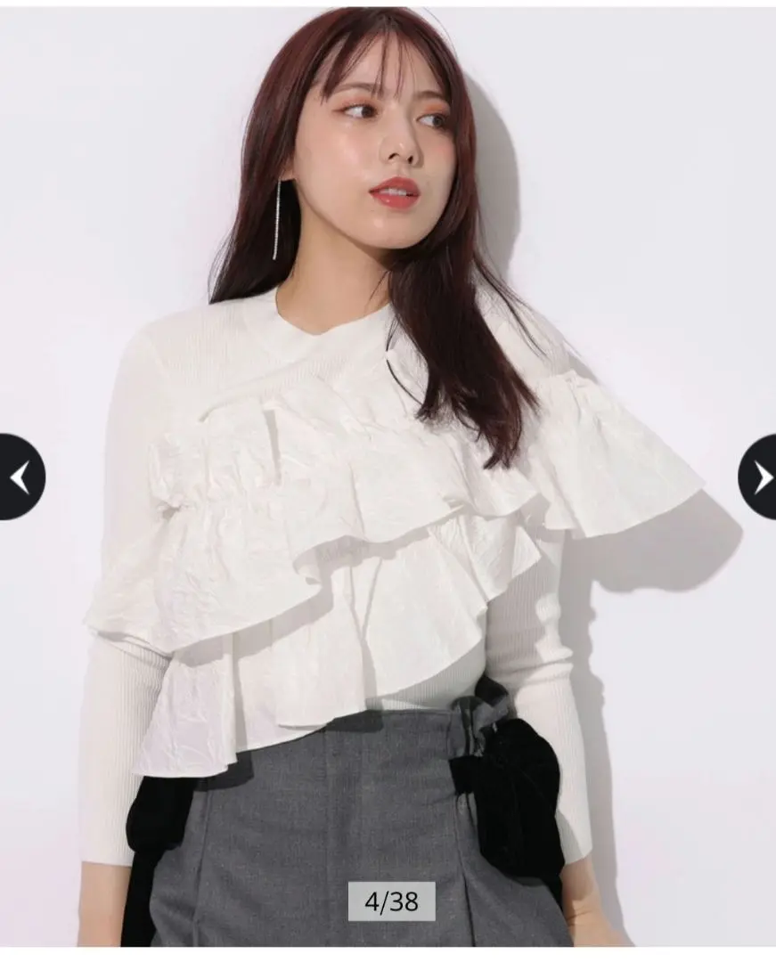 Mystrada マイストラーダ　アシメフリルTシャツ　ホワイト Mystrada マイストラーダアシメフリルTシャツホワイト