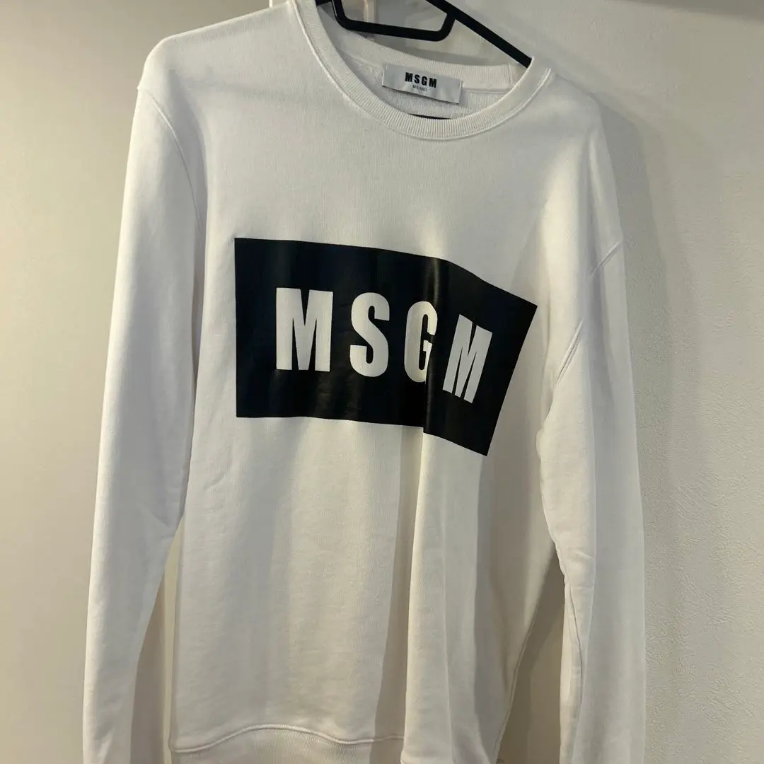 MSGM MILANO ロゴスウェット ホワイト MSGM Milano GRAY COTTON Blend BRANDED Logo SweatShirt MAGLIA