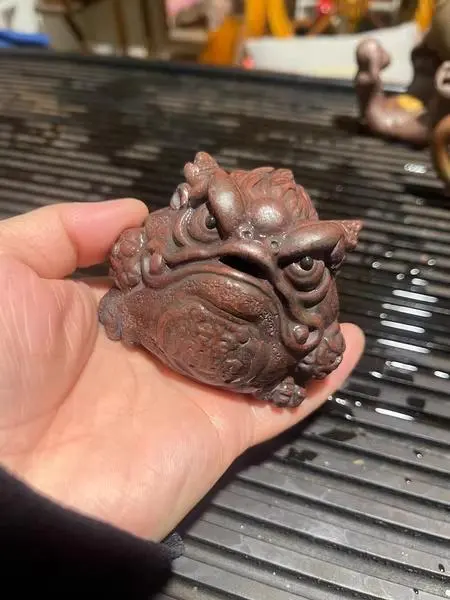 Thumbnail of Frog-shaped, reddish-brown, incense container, ceramic