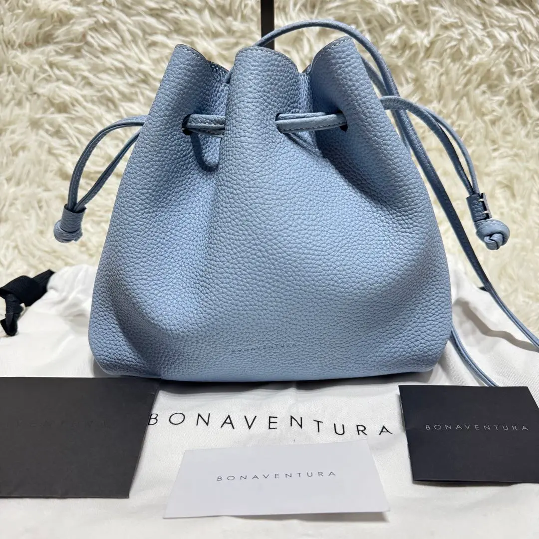 美品★ボナベンチュラ ノア ショルダーバッグ ポシェット　巾着　ブラック　シボ革 美品☆ボナベンチュラ ノア ショルダーバッグ ポシェット巾着