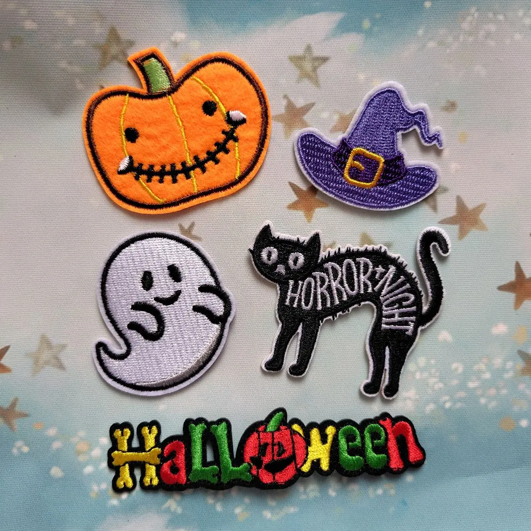 Thumbnail of Halloween Pumpkin Iron-on Patch Orange Bat Ghost