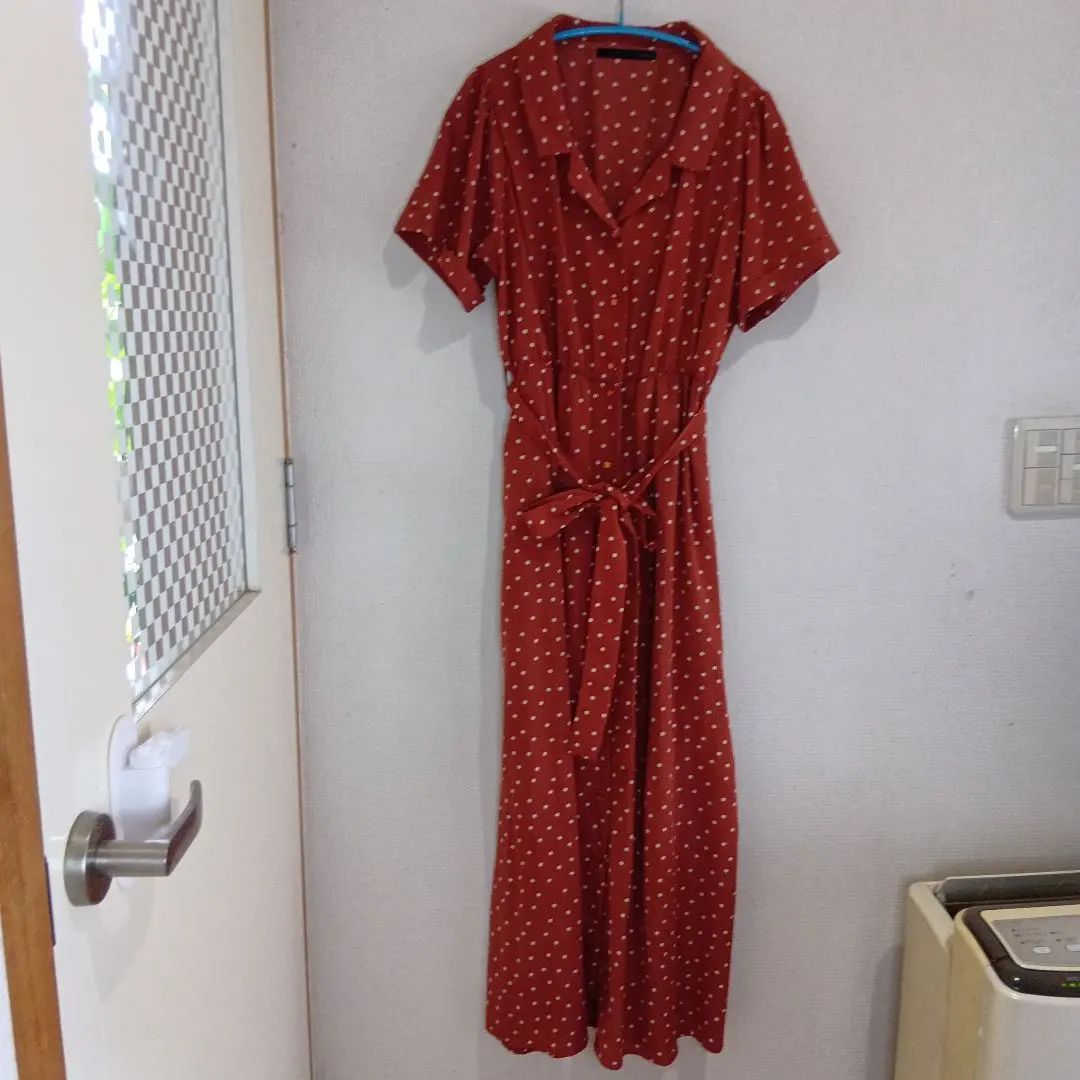 Thumbnail of Orange polka dot short-sleeved shirt dress