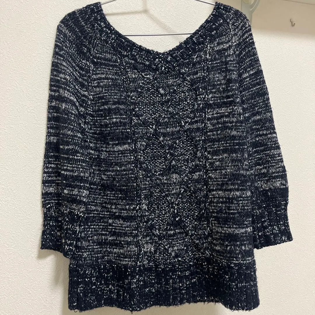 Thumbnail of Dark blue and white knit sweater