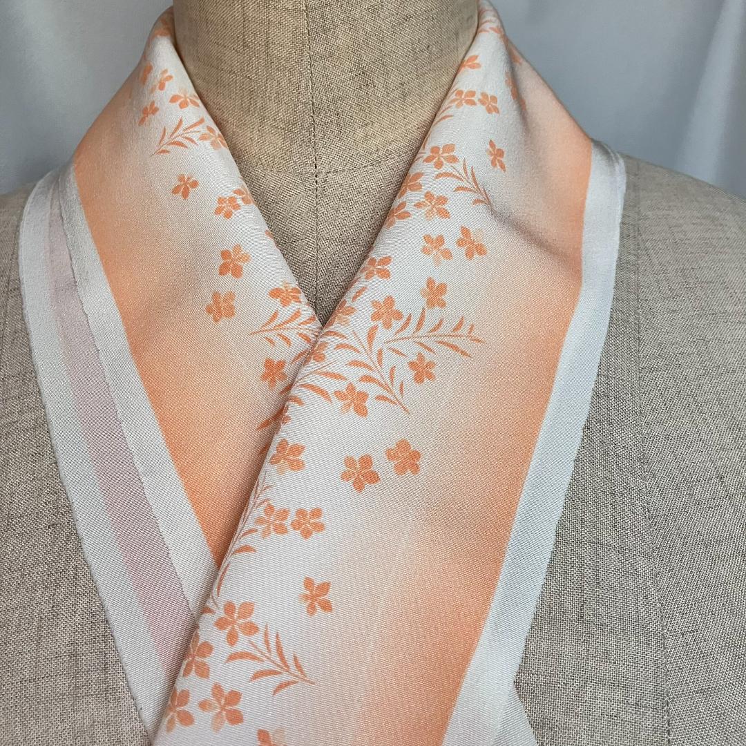 O30-5 半襟 橘色暈染小花 的縮圖