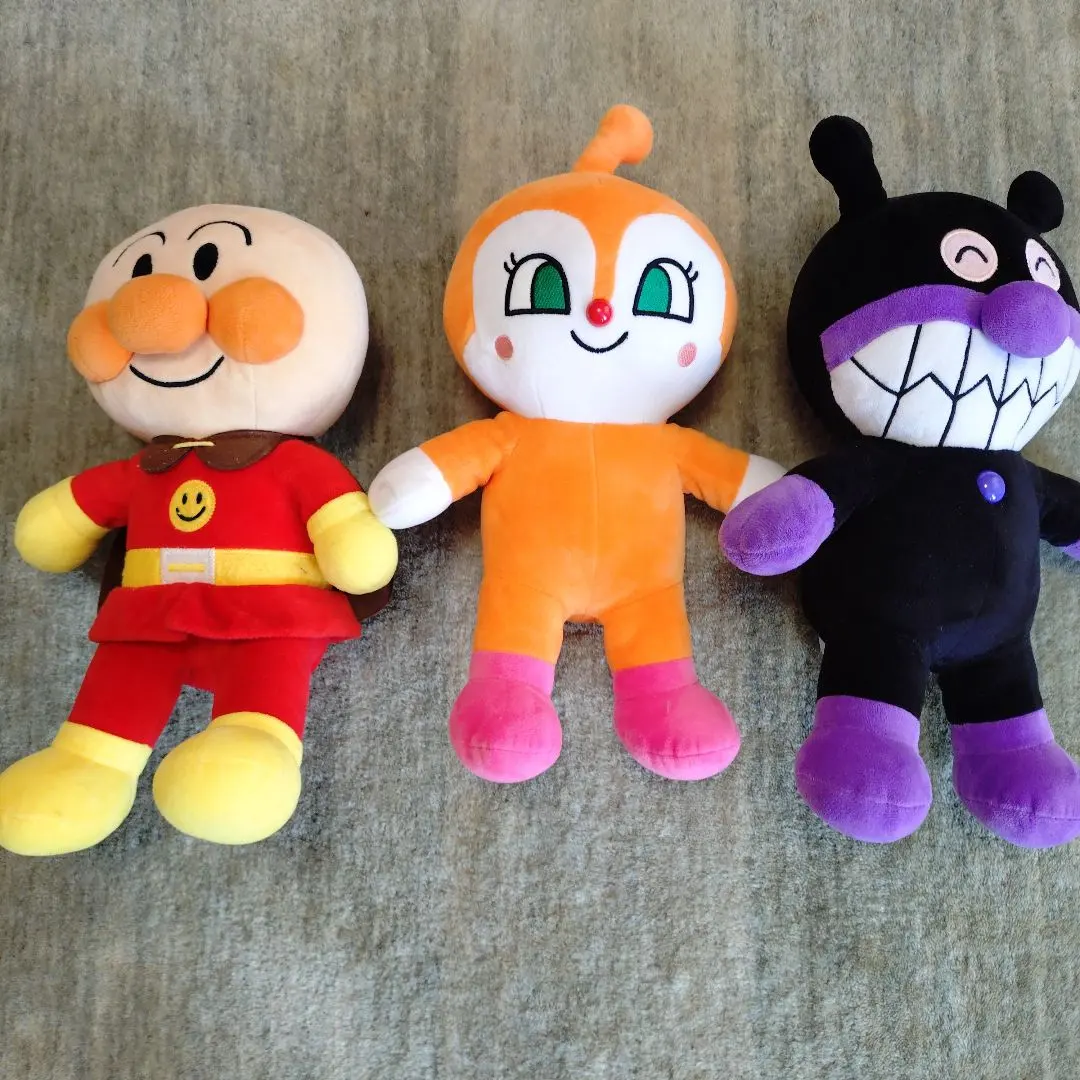 Thumbnail of Anpanman Plush M Size 3-Piece Set: Dokin-chan, Baikinman