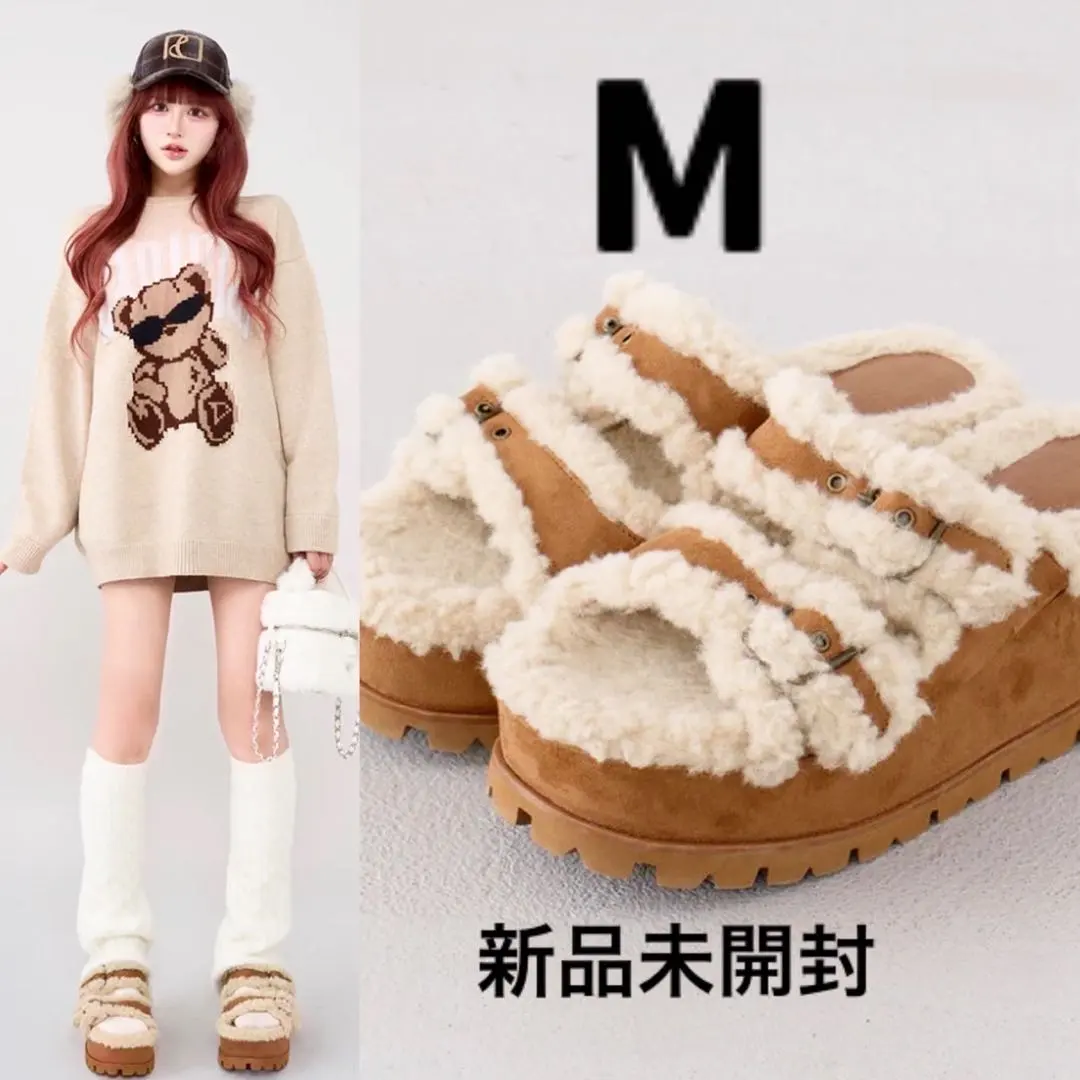 全新未開封 Darich 仿麂皮腰帶懶人鞋 M 駝色 的縮圖