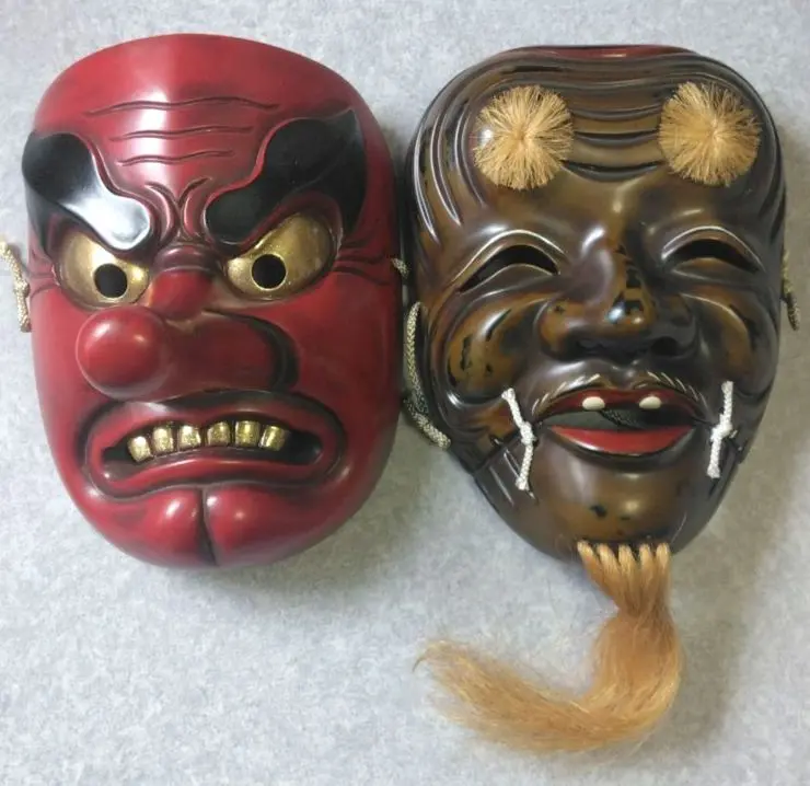 木製 鬼面 お面　木彫　壁掛け　日本伝統文化 インテリアOU052804 木製 鬼面 お面 木彫 壁掛け 日本伝統文化 インテリアOU052804
