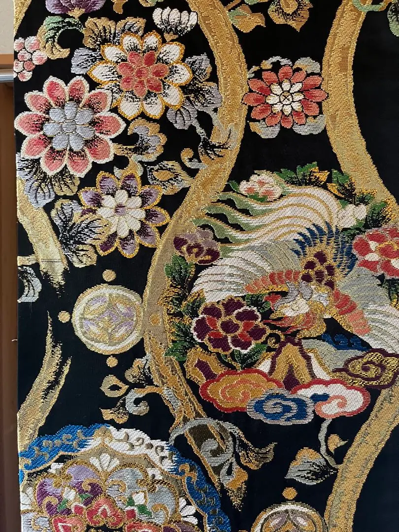 【美品】花紋樣 金銀絲 正絹 的縮圖