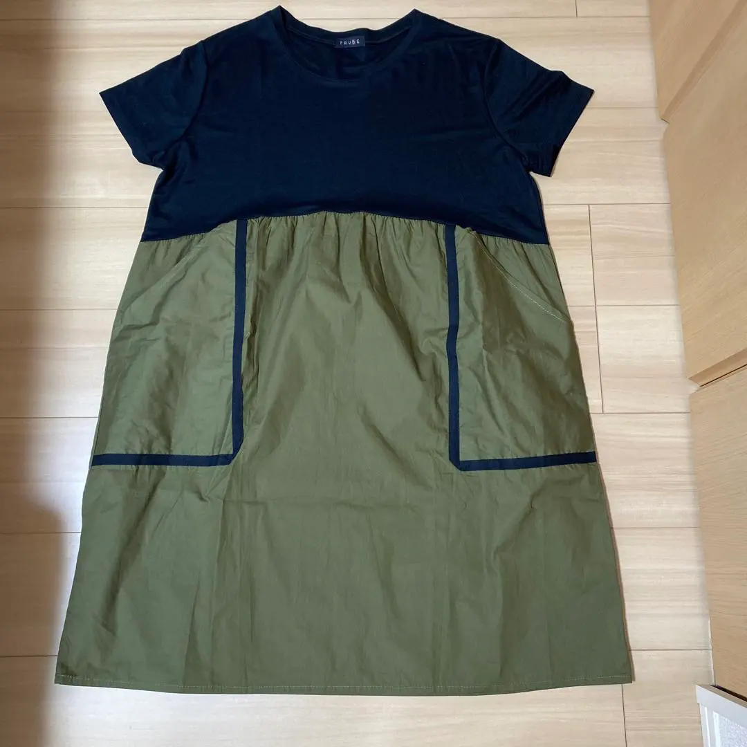 Thumbnail of Black/Khaki Short Sleeve A-line Dress