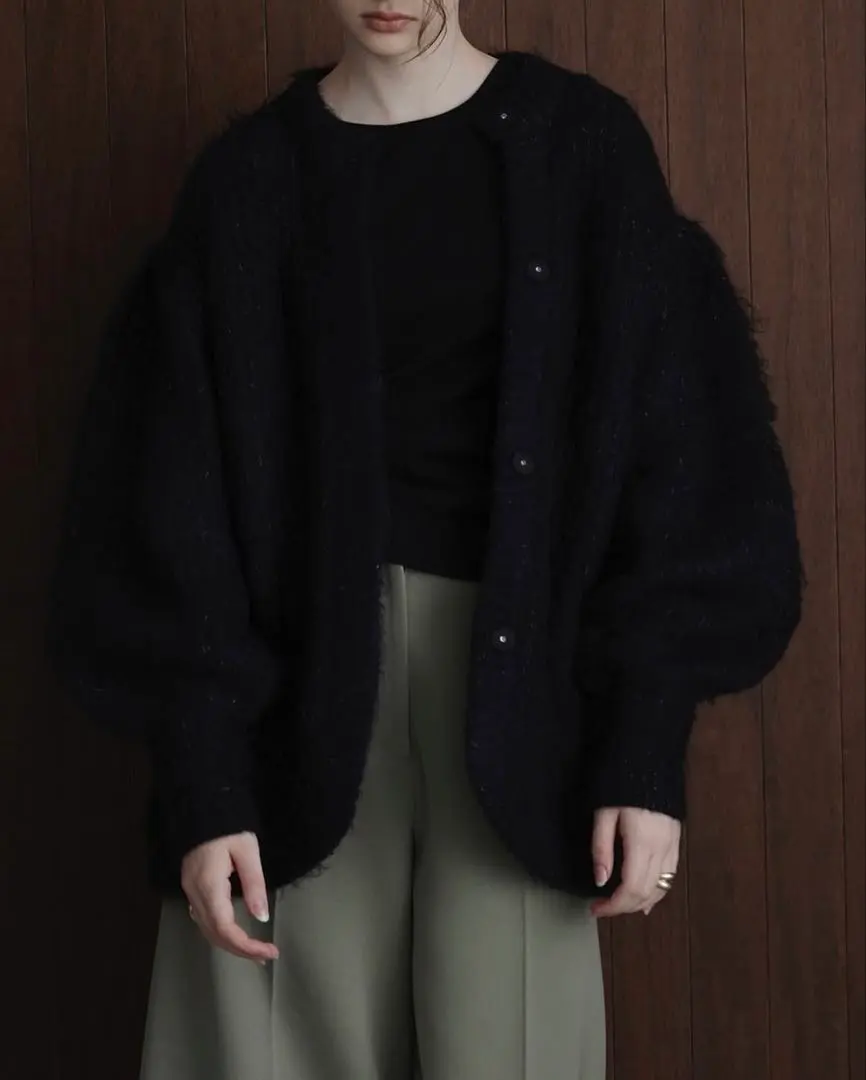 CLANE 彩色馬海毛毛絨針織外套 的縮圖