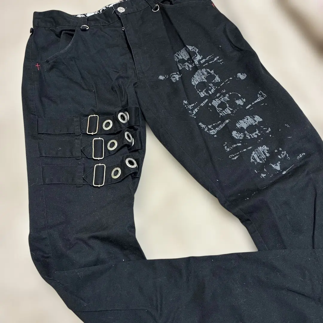 Thumbnail of Final price reduction! MADPUNK Skull Print Strap Pants - Black