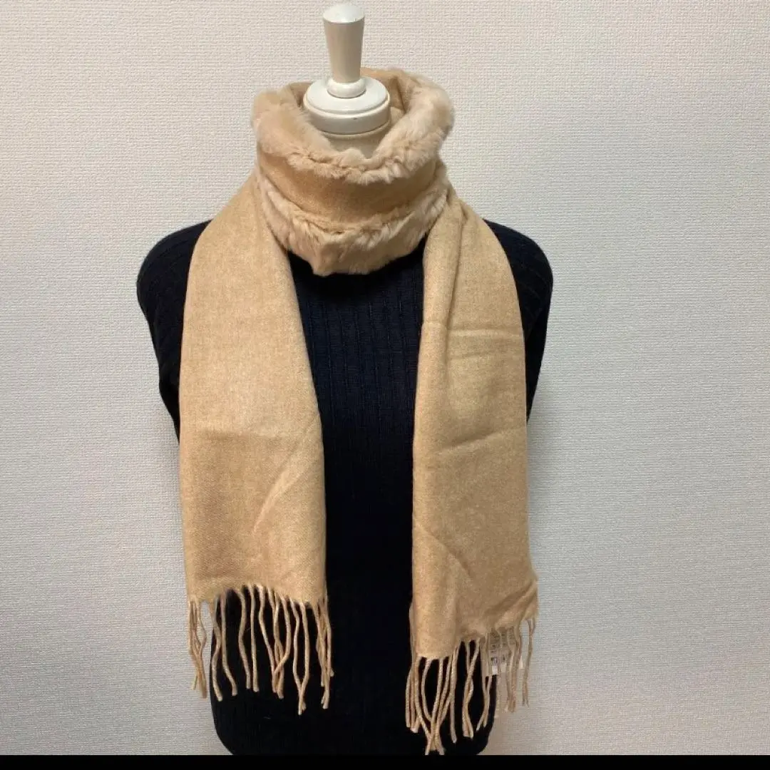 FURLA フルラ 莫代爾羊絨／雷克斯兔毛圍巾 新品 的縮圖