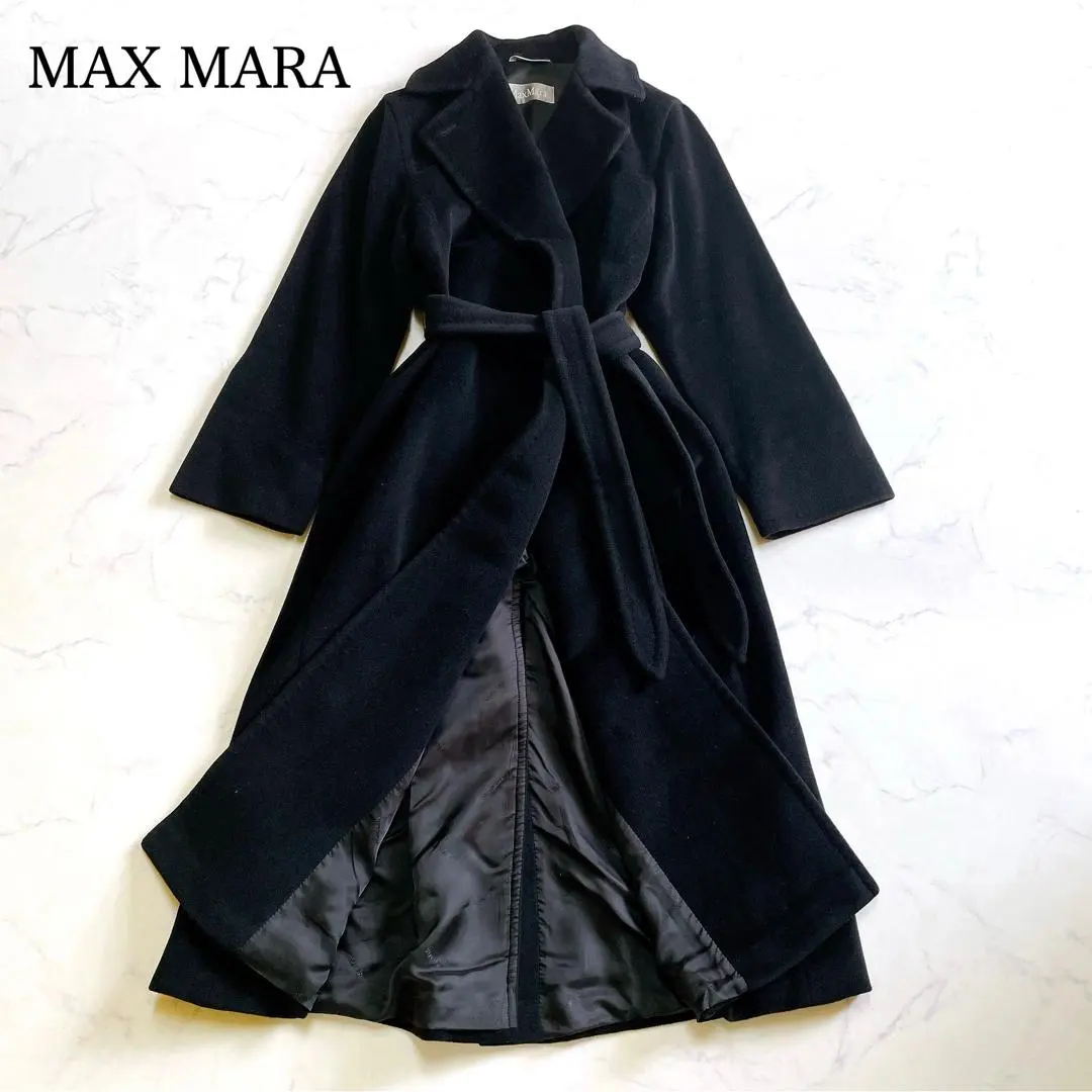 Thumbnail of Excellent condition Max Mara belted long coat, virgin wool and angora, size 40 (fits like a Large)