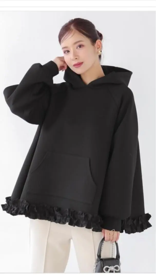 新品未使用　フィットモア　Fit more フリルパーカー グレー セール】【ZOZO限定カラー】裾フリルテントラインフーディー