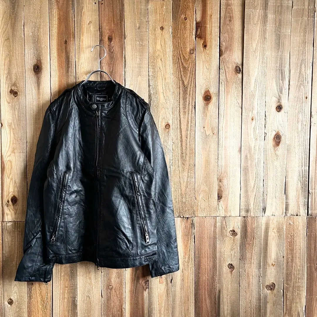 Unrelaxing Design ブラックレザージャケット ZPZ質感のあるブラックレザージャケット | mblueshop