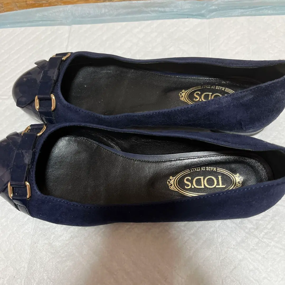 【良品】TOD'S☆フラットシューズ☆37(24cm)☆ブルー☆スウェード 2025年最新】Tod's カラー：ブルー系 フラットシューズ・バレエ