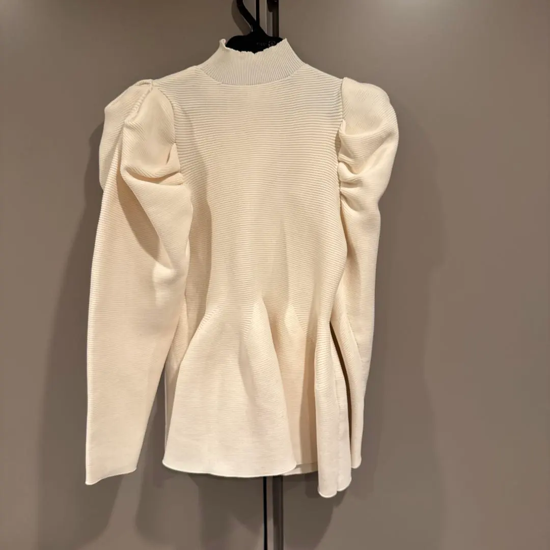 Thumbnail of SEVEN TEN White Puff Sleeve High Neck Knit, Size S