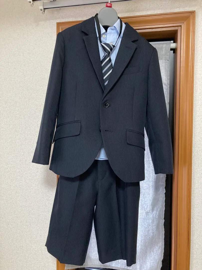 男童正裝 西裝外套 尺寸110 藏青色 條紋 的縮圖