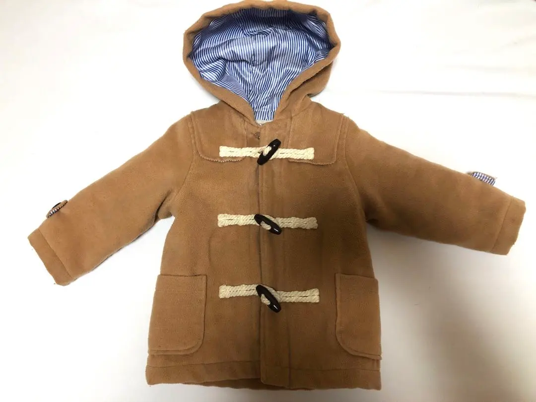 米色 連帽牛角扣大衣 的縮圖