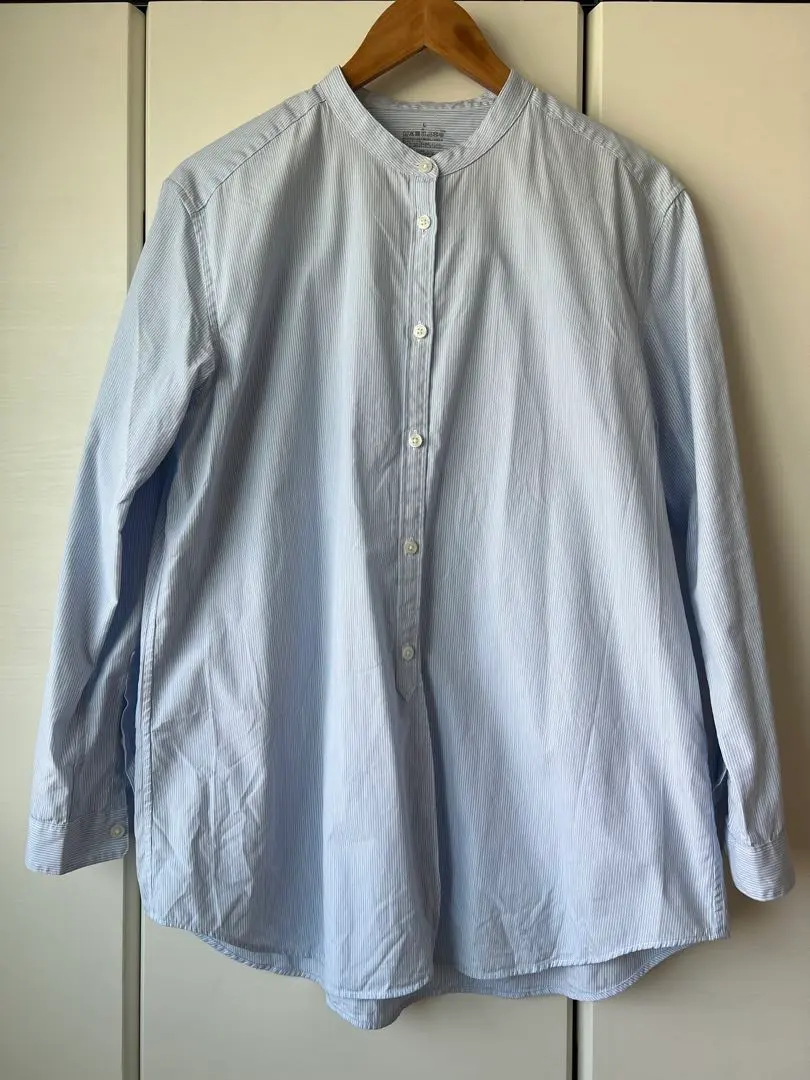 Thumbnail of MUJI Washed Broadcloth Stand Collar Long Sleeve Long Shirt