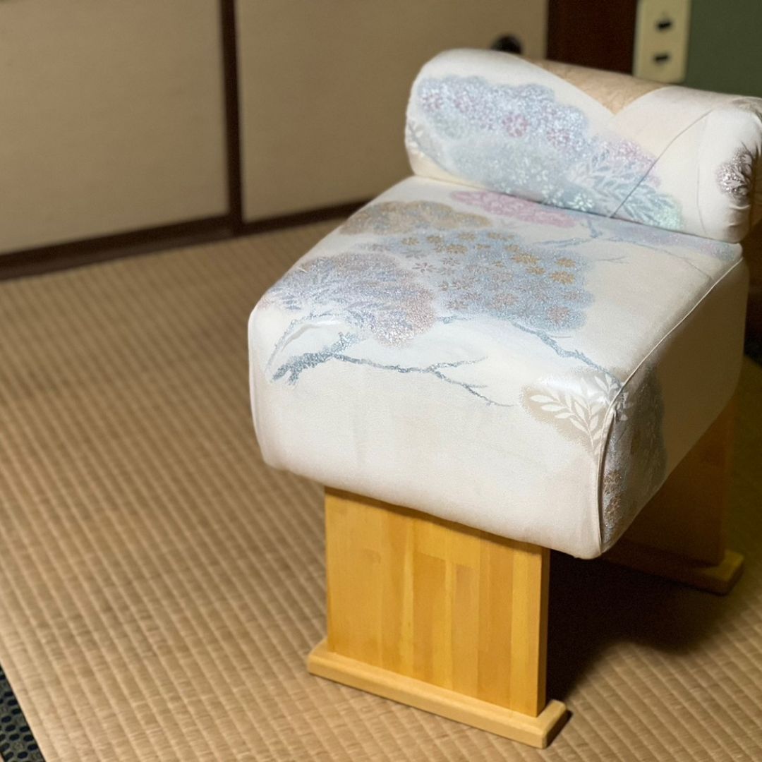 ハンドメイド浴衣リメイク和室青色椅子③