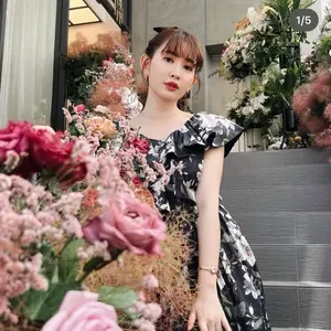 meraki 】フラワードットシアーブラウス 花柄 シアー ドット パフ袖