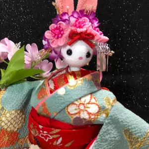 創作ねこさん人形 古布 着物 ちりめん ハンドメイド ちりめん細工