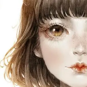 手描きイラスト　水彩原画　ロングヘアの女の子296 手描きイラスト 水彩原画 ロングヘアの女の子296