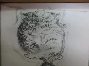 藤田嗣治 猫 肉筆 鉛筆画 レオナールフジタ 模写 ft60p - メルカリ