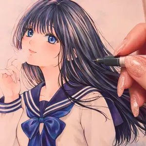 葉*月様 ＊桜舞う教室で＊手描きイラスト＊原画＊男の子＊制服＊色紙＊コピック 葉*月様 ＊桜舞う教室で＊手描きイラスト＊原画＊男の子＊制服＊色紙