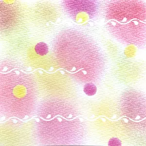 オイルパステル画 ライラック色の木とウサギたち ご予約品