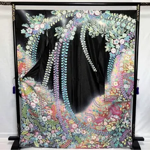 M254＋　D250 夏着物　訪問着　叩き染め　上前刺繍　萩　絽　正絹　極美品 M254＋ D250 夏着物 訪問着 叩き染め 上前刺繍 萩 絽 正絹 極美