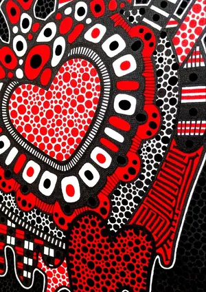 A4額付き アート オリジナルアート 絵画 原画 ペン画 アクリル画