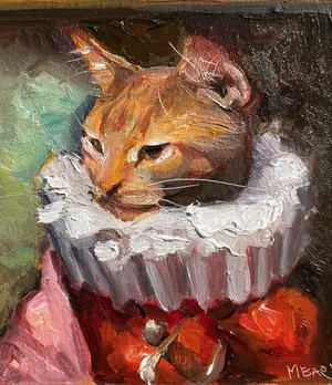 シマエナガ 北海道 油絵 ミニ絵画 原画 手描き オリジナル