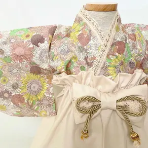 帯が選べる！大きなリボンのハンドメイドベビー浴衣✴︎マスタード 